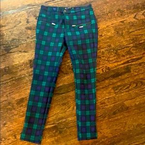 Green and blue Zara plaid pants
